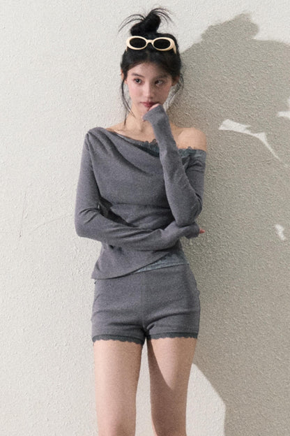 Elegant One-Shoulder Tops Set-Up