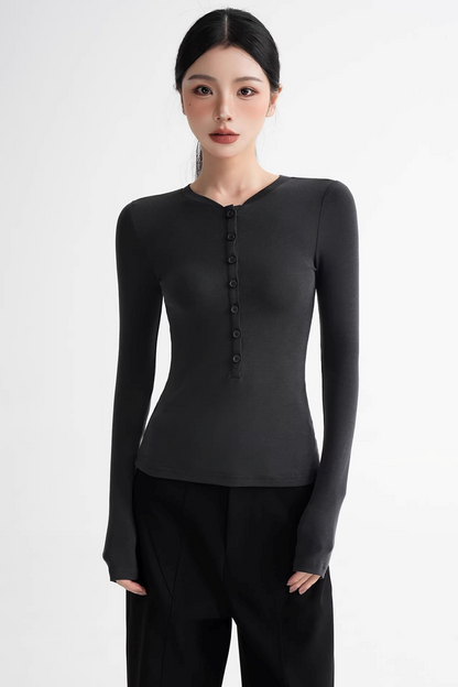 Wool Lyocell Henley Top