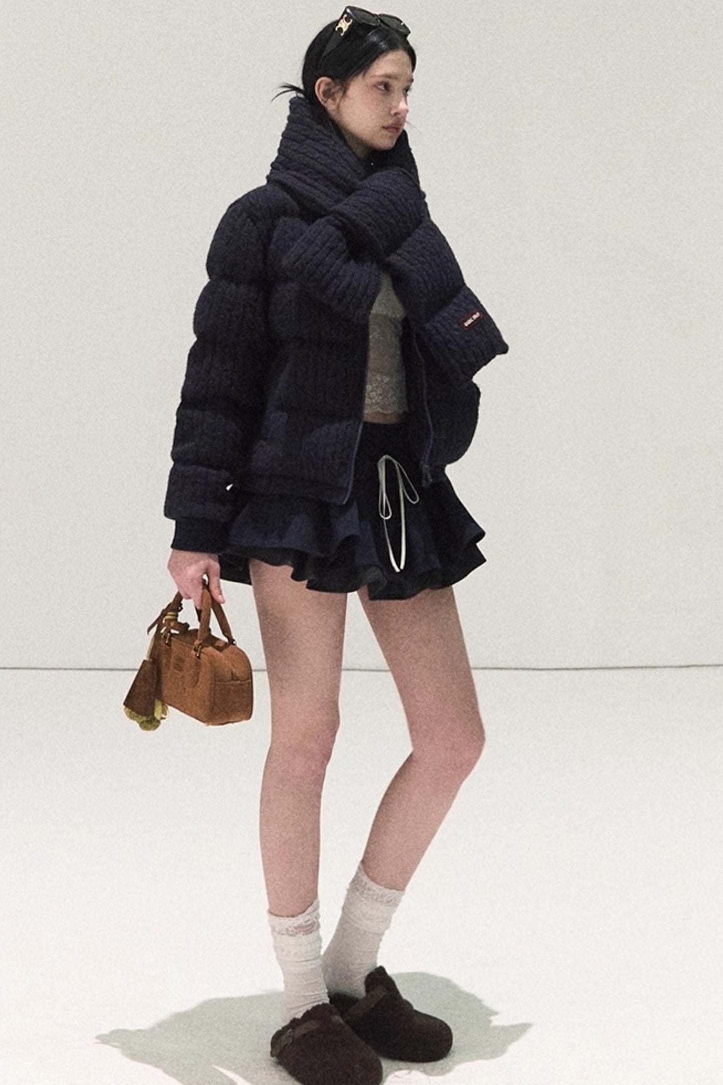 Plaid Color-Blocked A-Line Skirt