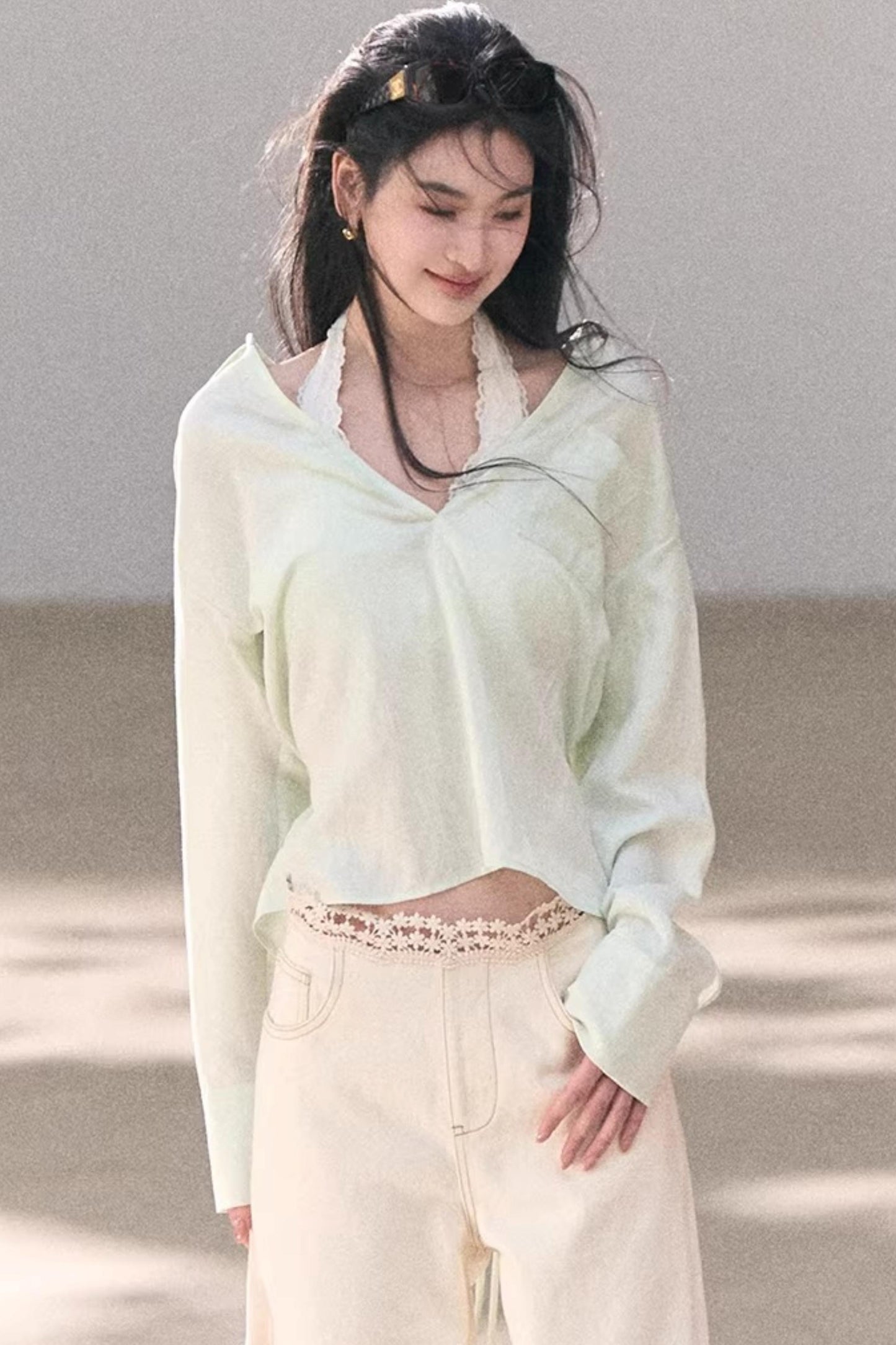 Lace-Trimmed Halter Camisole