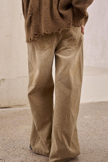 Leopard Split Wide Leg Pants