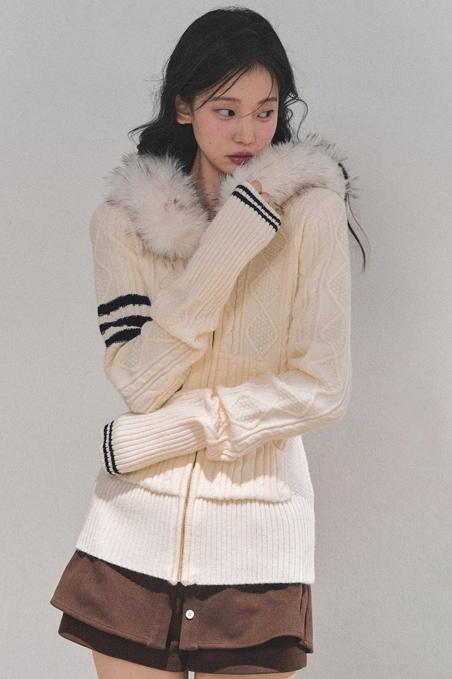 American-Style Hooded Knit Sweater