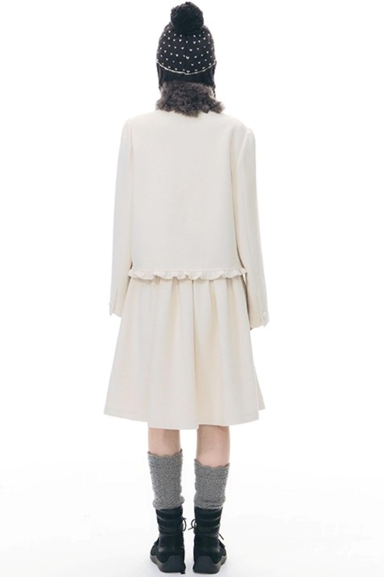 Knitted Scarf Collar Jacket Set-Up