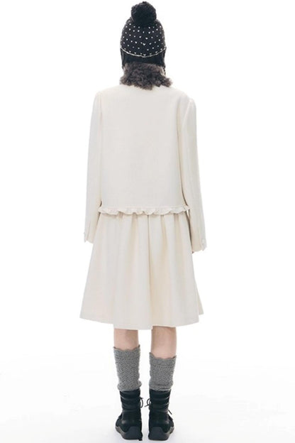 Knitted Scarf Collar Jacket Set-Up