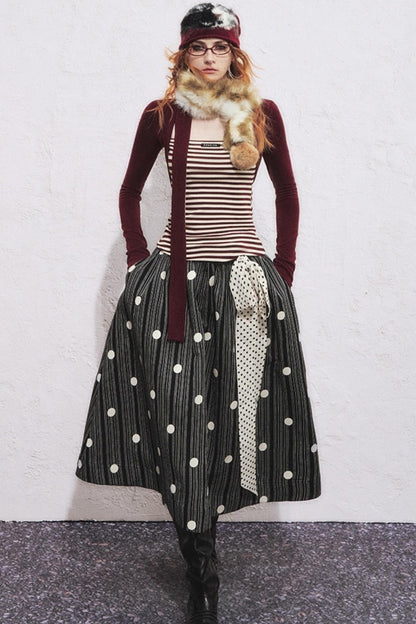 Fake Two Slimming Striped Knit Top