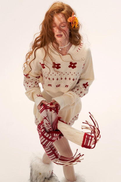 Star Jacquard Sweater Top Set-Up