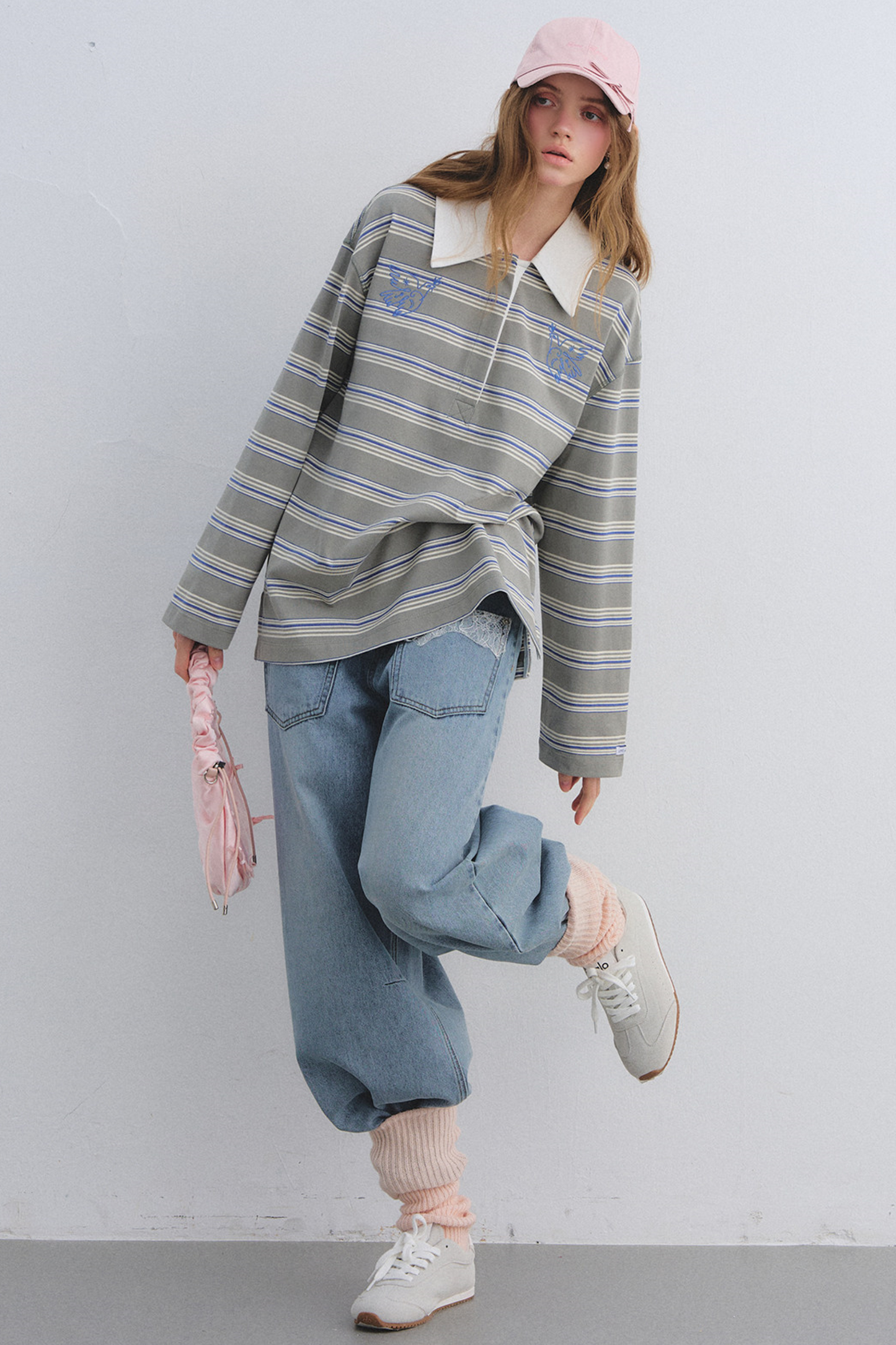 American Patchwork Striped Polo Blouse