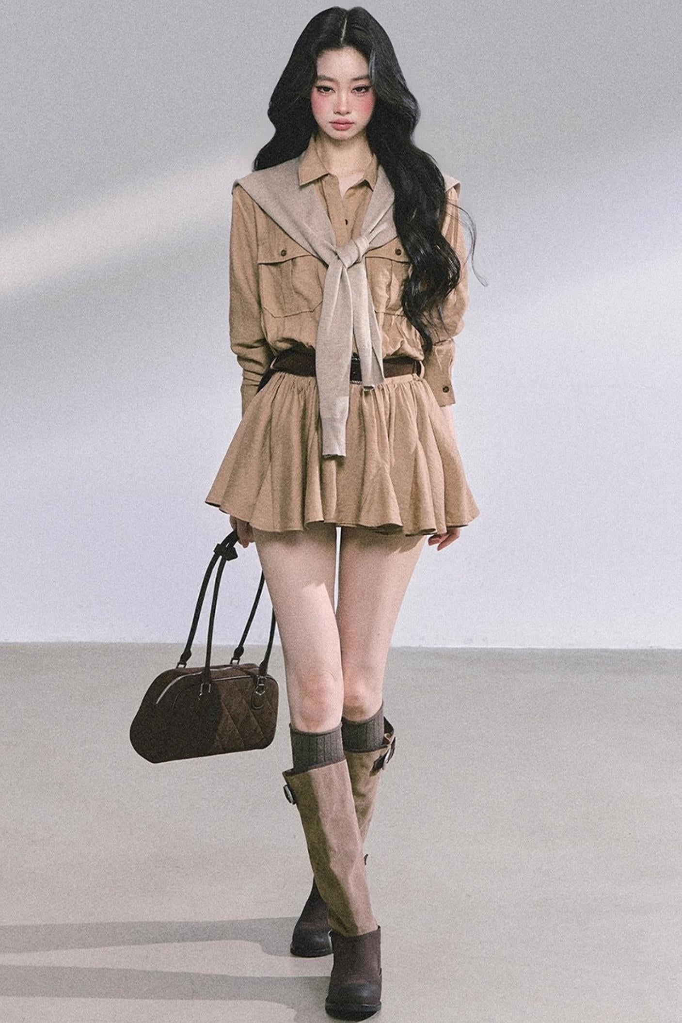 Plaid Two-Piece Winter Dress Set-Up