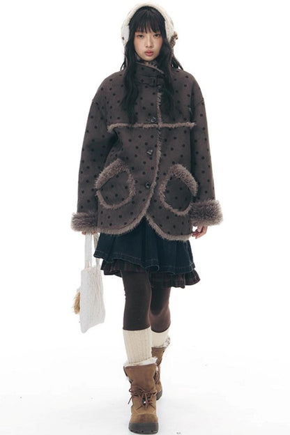 Reversible Polka Dot Fur Coat