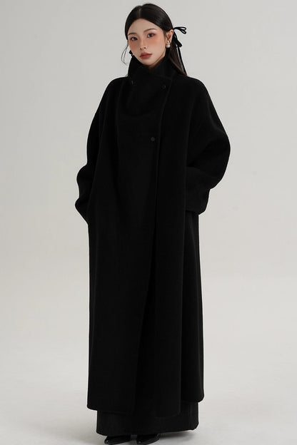 Stand-Up Collar Elongated Wool Coat