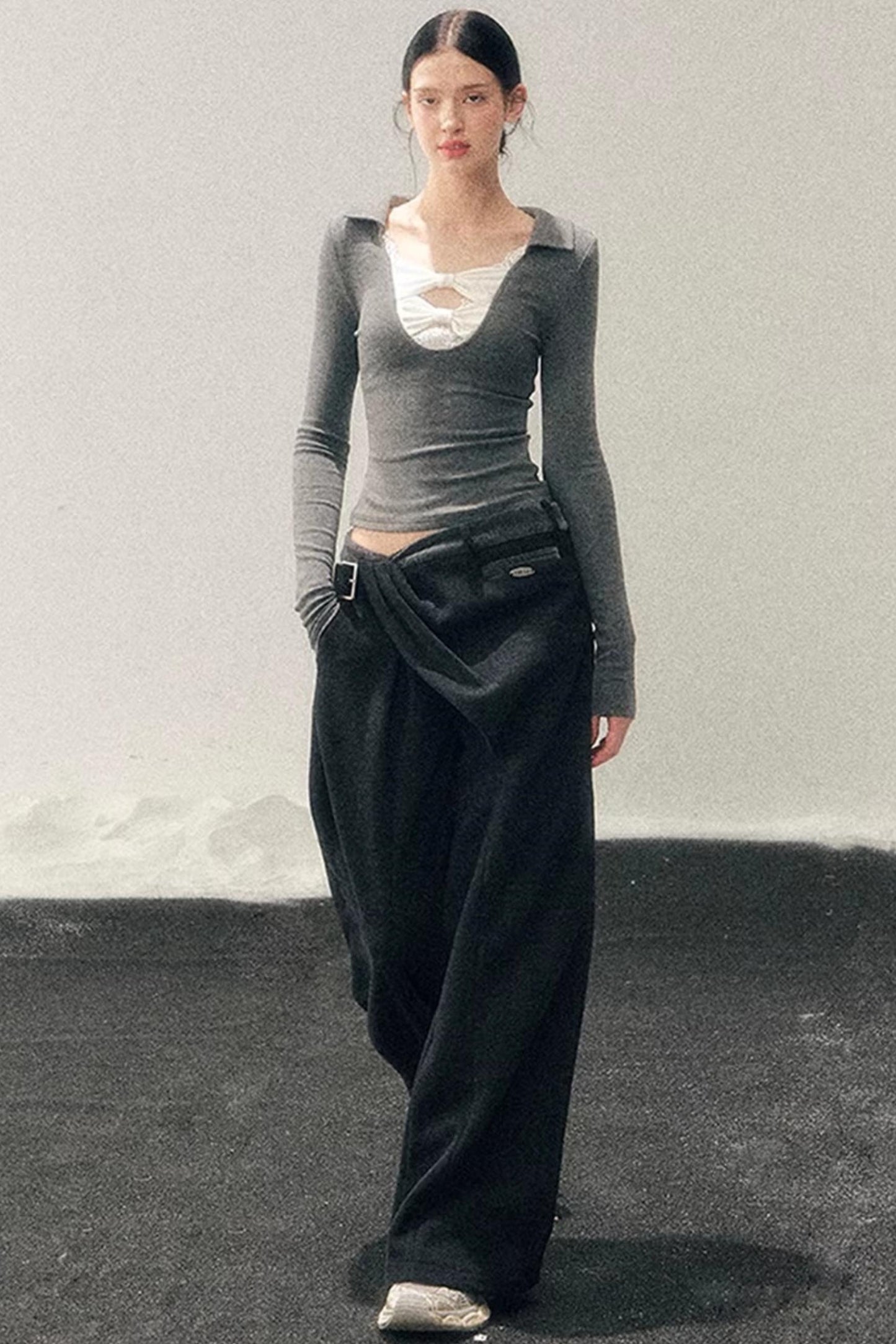 Fleece-Lined Wide-Leg Pants