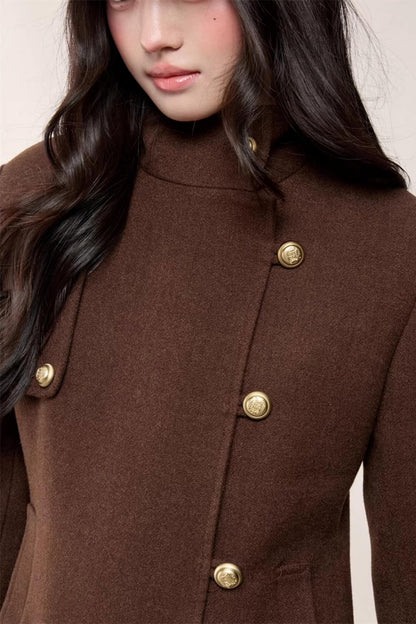 Stand-Up Collar Woolen Coat