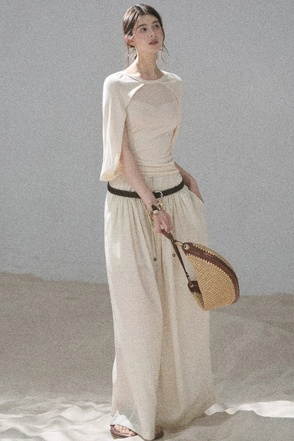 Hollow-Out Shawl Top