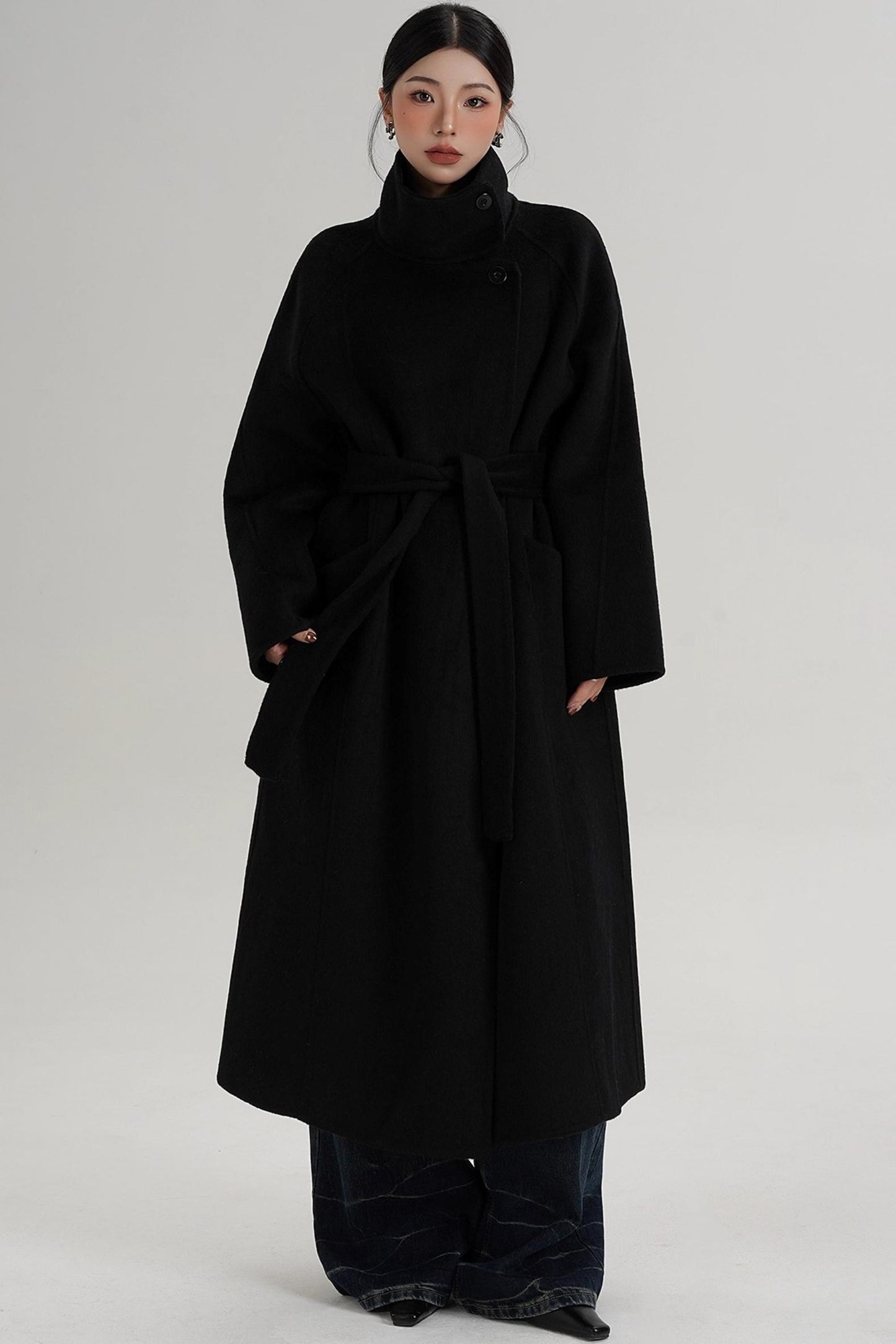 Turtleneck Long Wool Coat