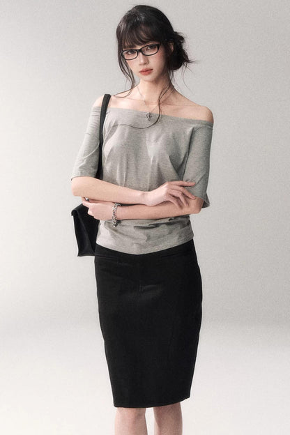 Cotton Washed Midi Skirt