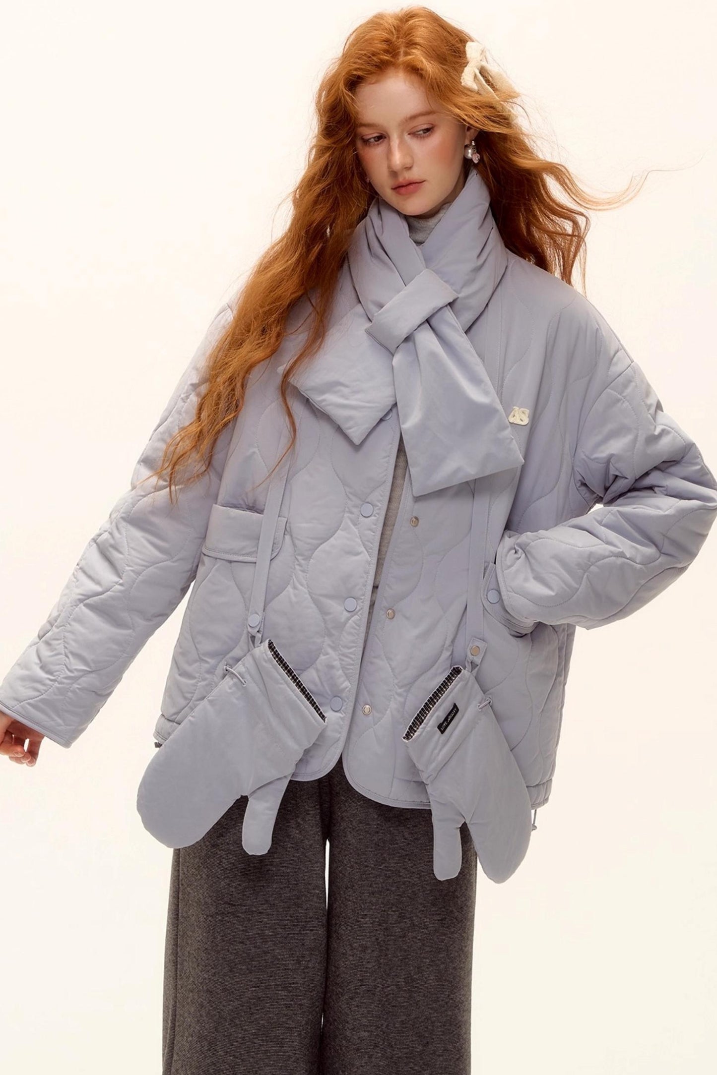 Milk Blue Plaid Cotton Jacket Set