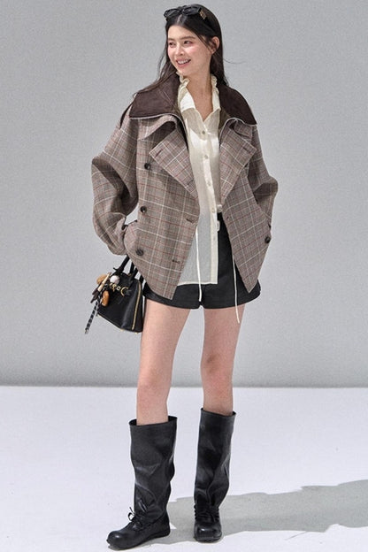 Fungus Edge Collar Drawstring Lace-up Shirt