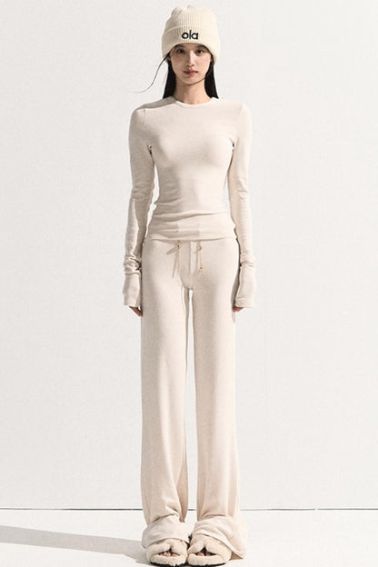 Soft Crewneck Knitwear Trouser Set-Up