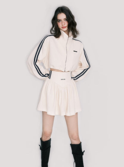 Tennis waffle sweatshirt short skirt set