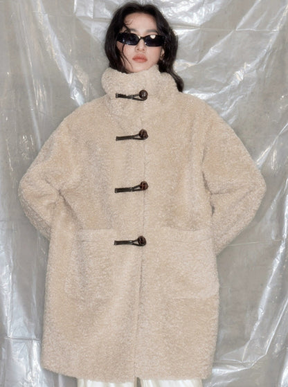 textured teddy curl fur jacket