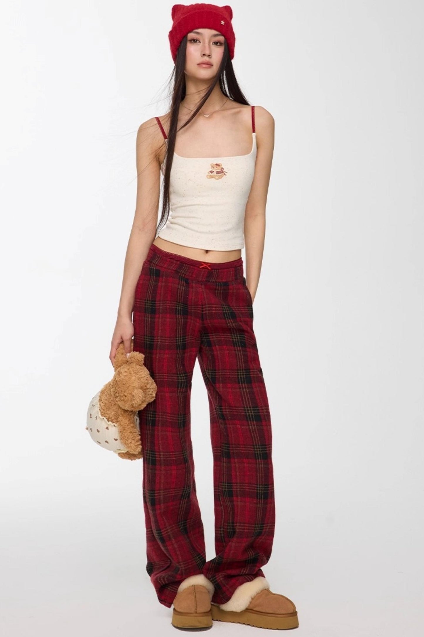 Red Winter Casual Pants