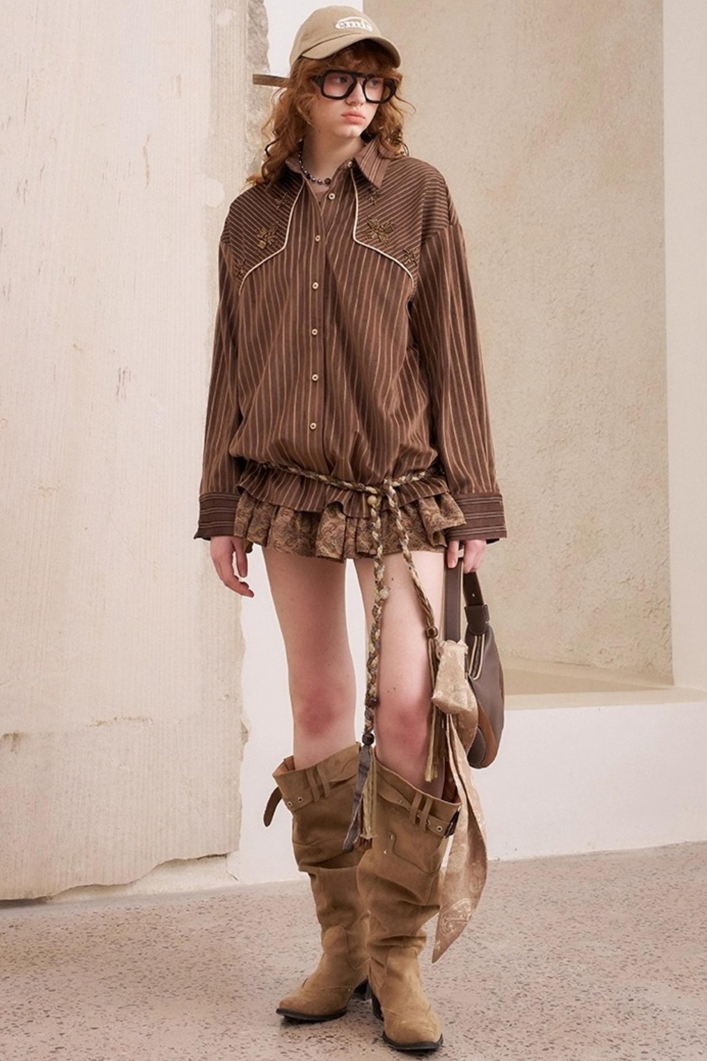 Vintage Beaded Suede Shirt