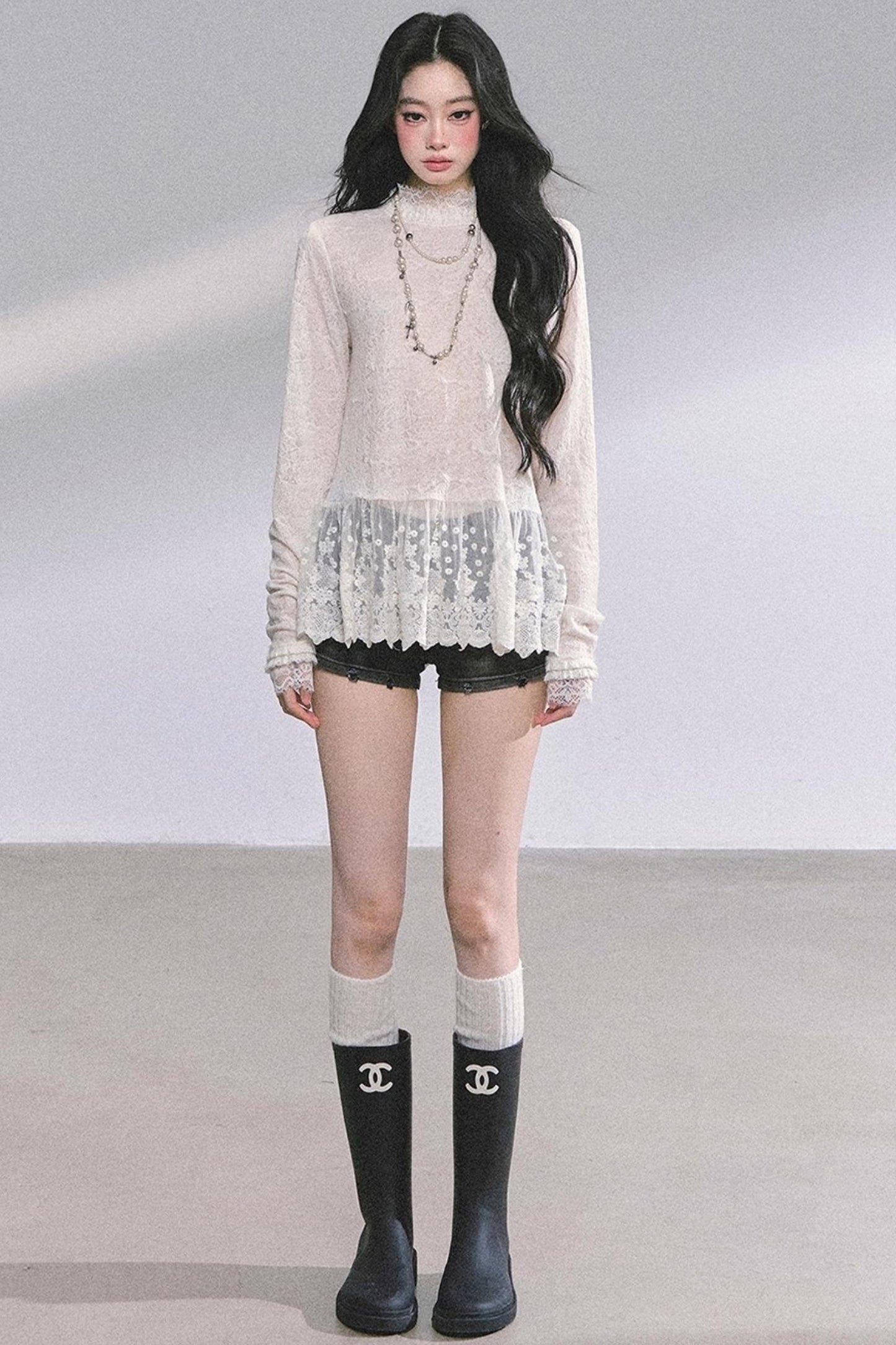 Pure Hollow Lace Top