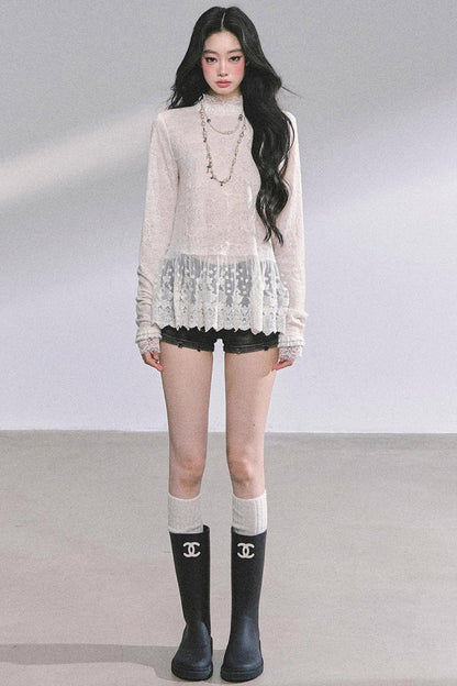 Pure Hollow Lace Top