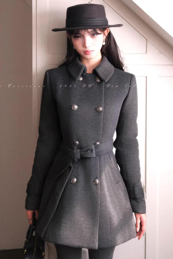 Double-Breasted Woolen Coat Set-Up
