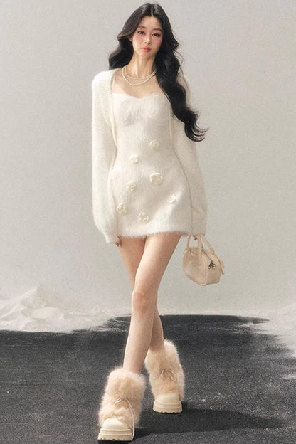 Three-Dimensional Floral Winter Dress