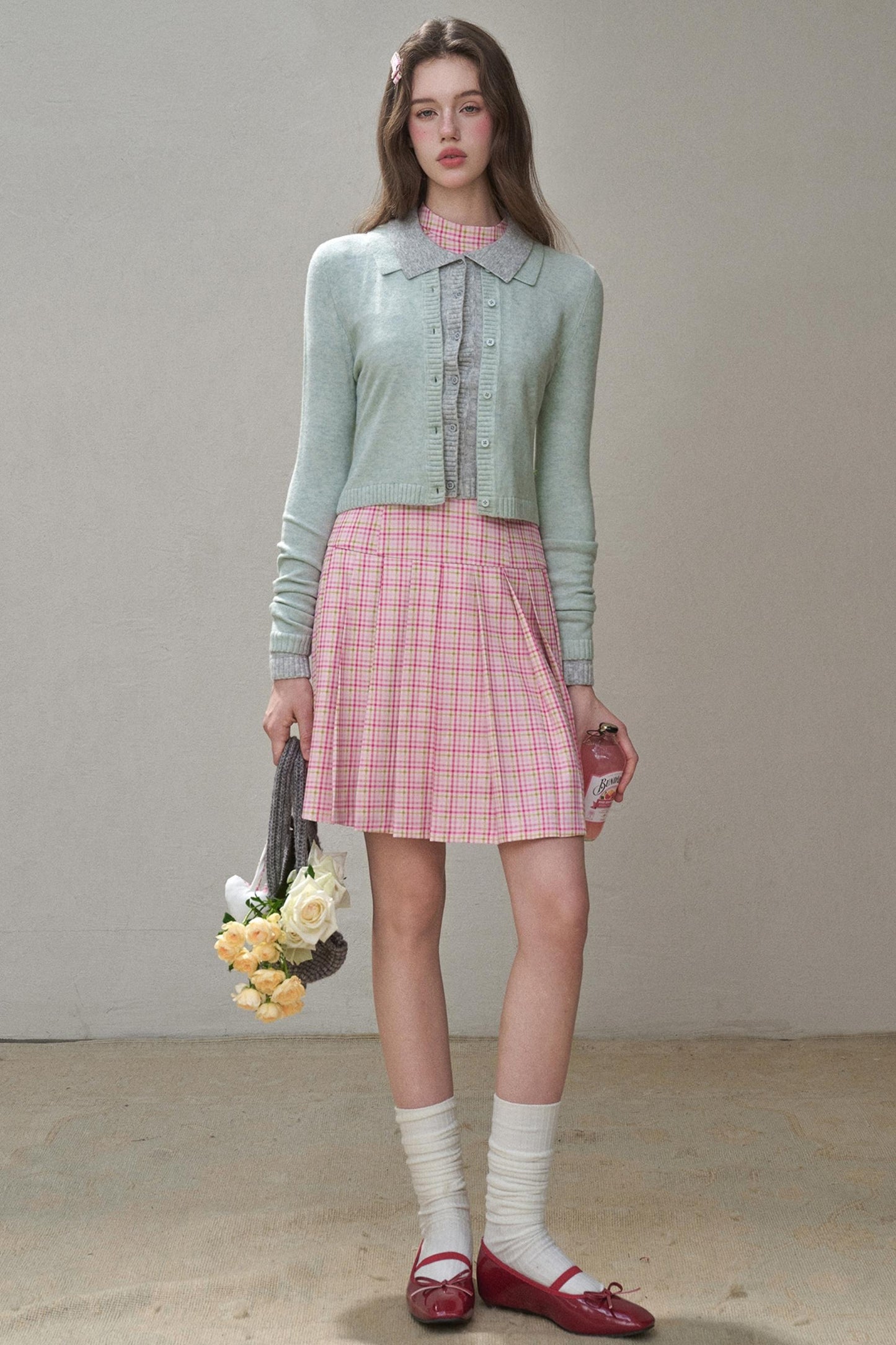 Bow Halterneck Plaid Dress