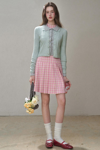 Bow Halterneck Plaid Dress