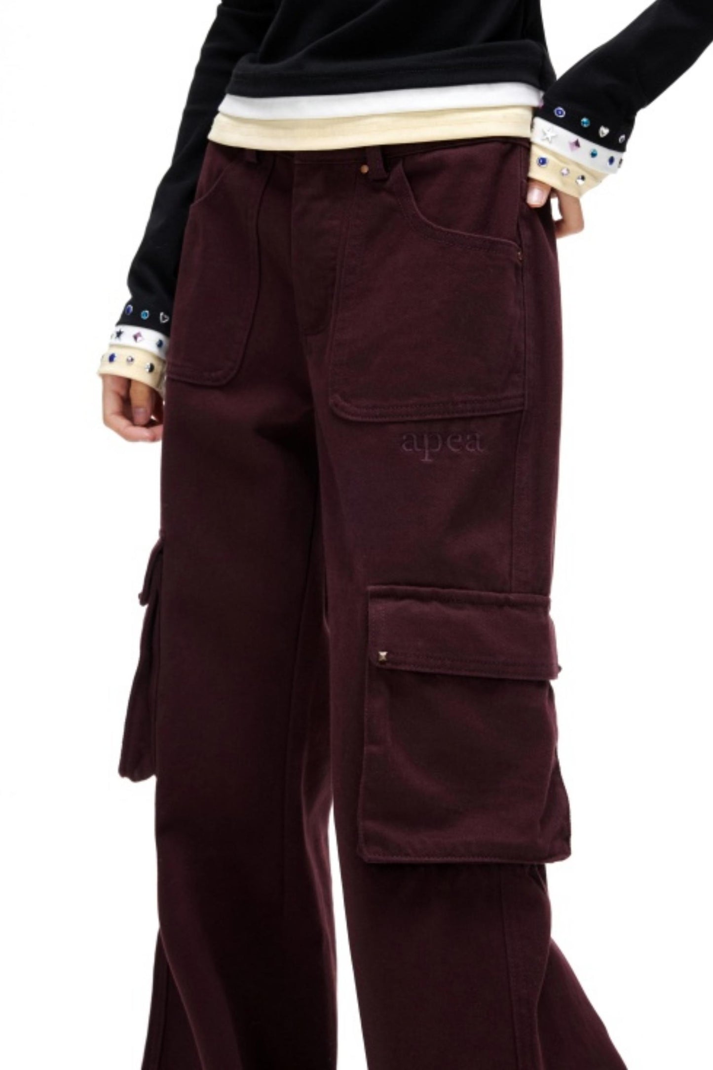 Retro Embroidered Rivet Pants