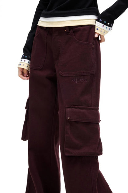 Retro Embroidered Rivet Pants