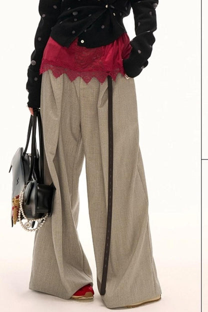 Double Waisted Plaid Straight Pants