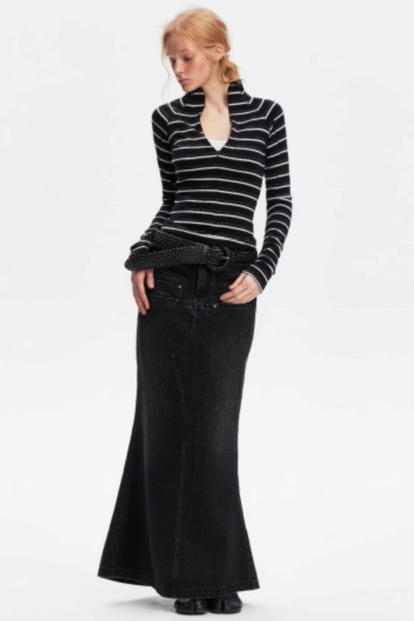 Vintage Striped Slim Knit Top