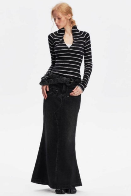 Vintage Striped Slim Knit Top