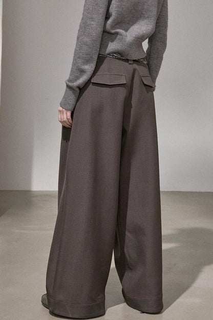 Button Pleated Winter Pants