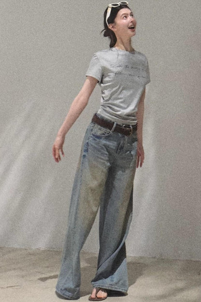 Vintage Hand-Painted Jeans Set