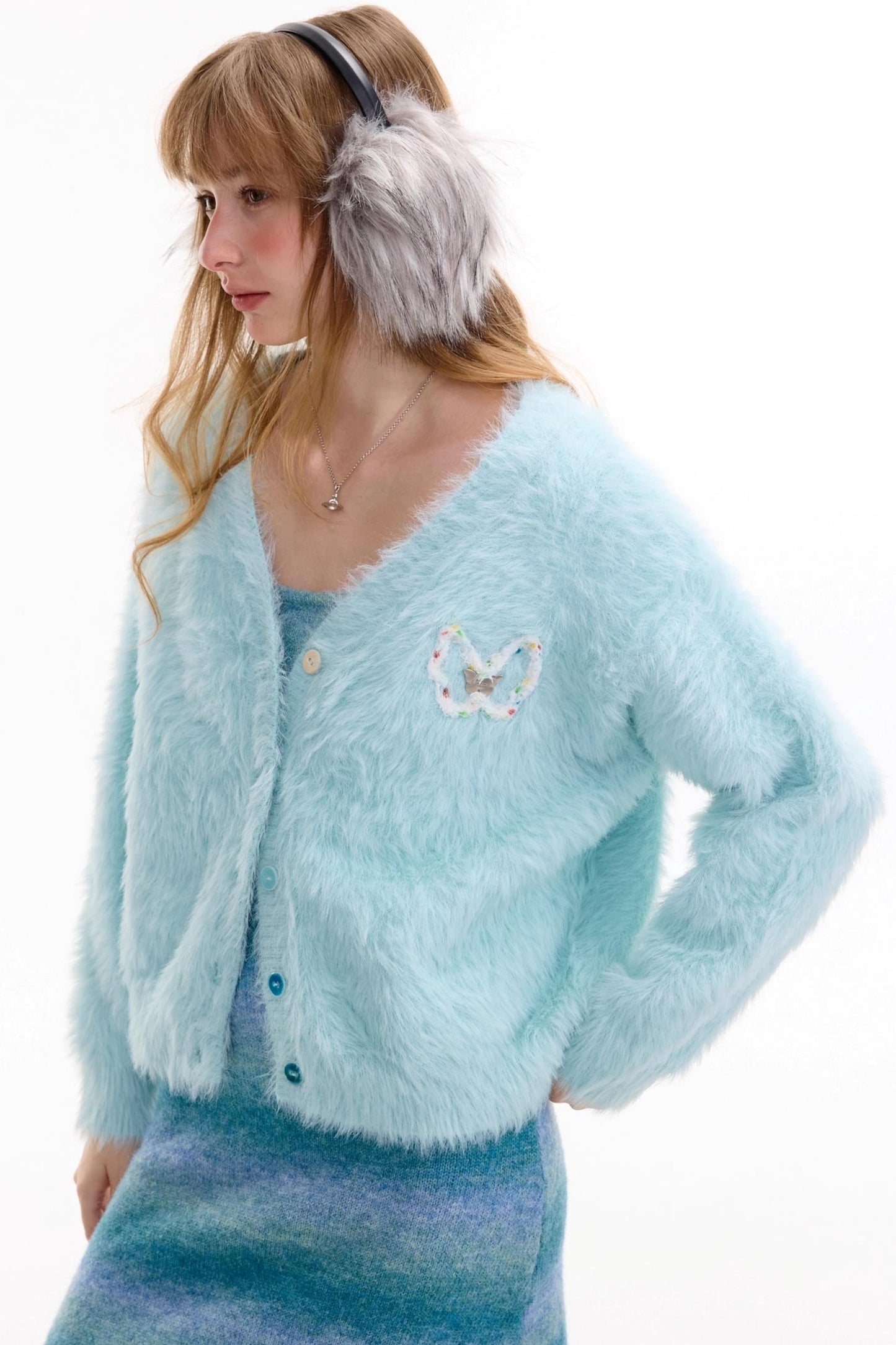 Lazy Butterfly Plush Cardigan