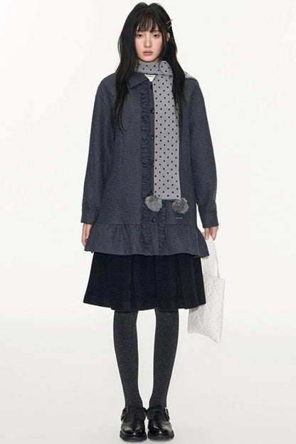 Polka Dot Wool Knit Scarf