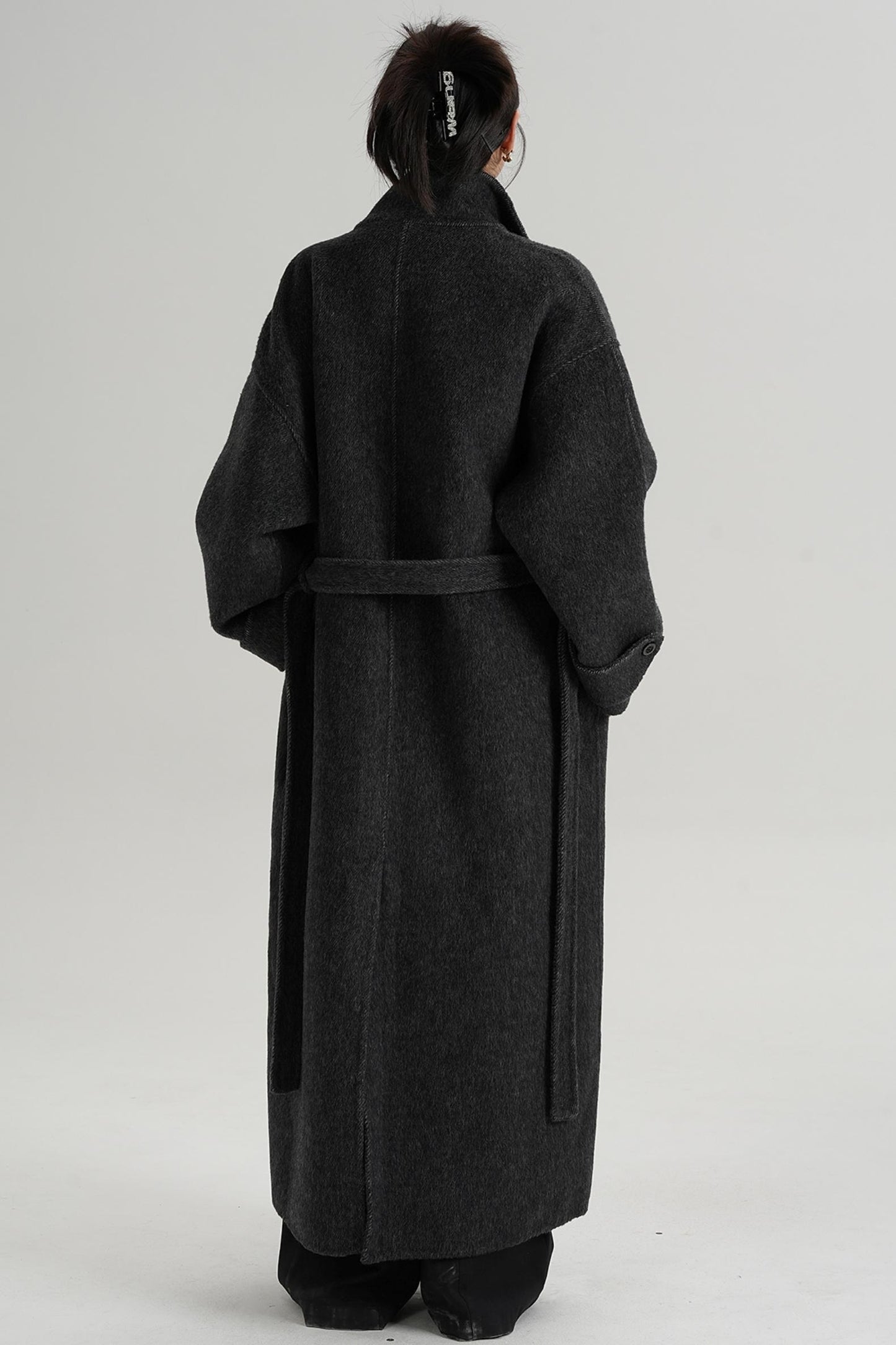 Temperament Design Color-Blocking Woolen Coat