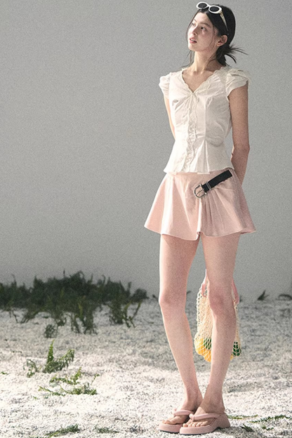 French V-Neck Lace Blouse