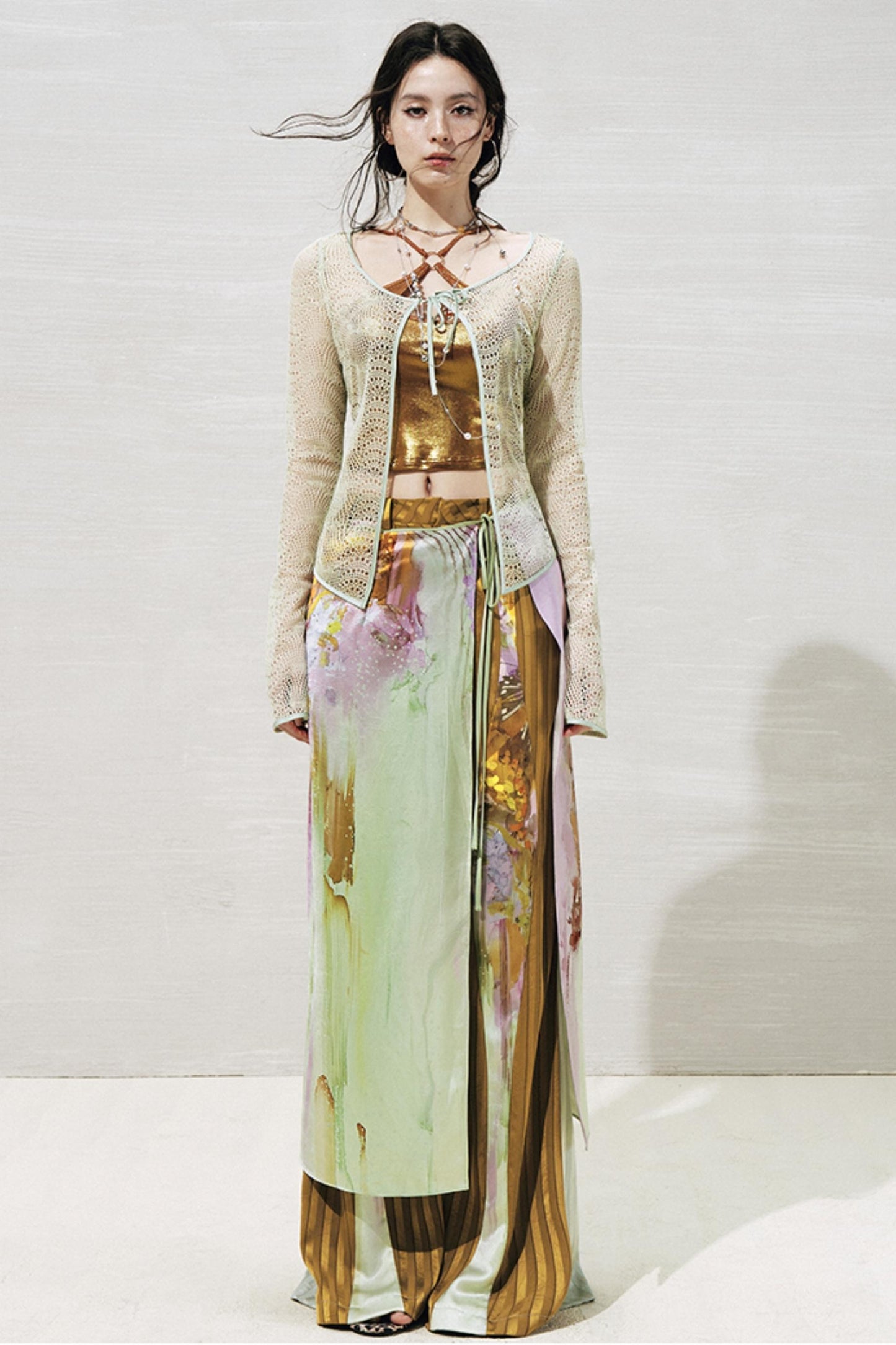 Lace Metallic Cardigan Set