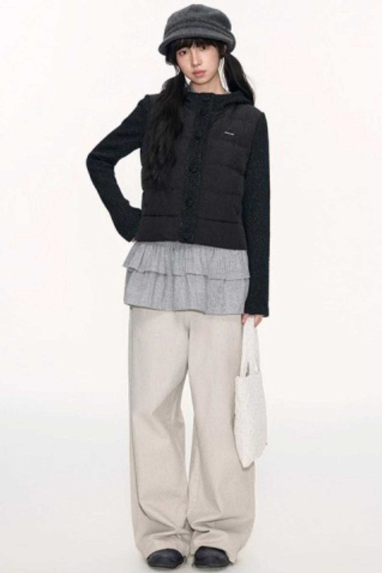 Patchwork Cropped Down Jacket