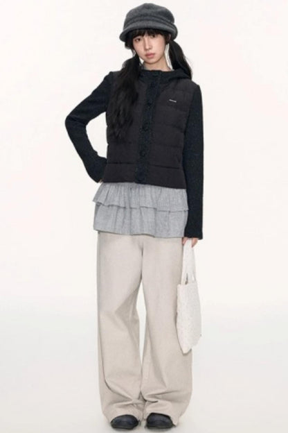 Patchwork Cropped Down Jacket