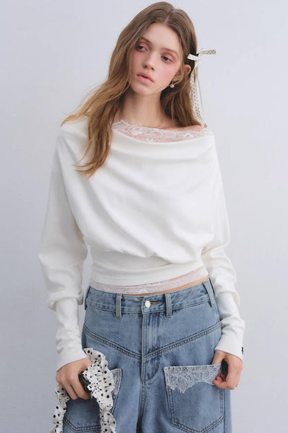 Lace Patchwork Turtleneck Top