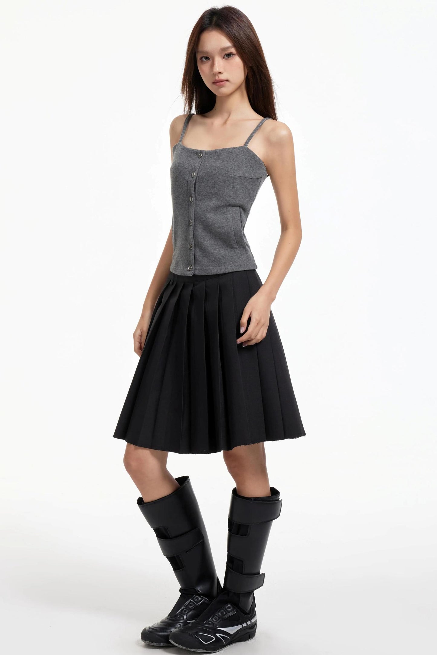 Pleated Mid-Length Skirt