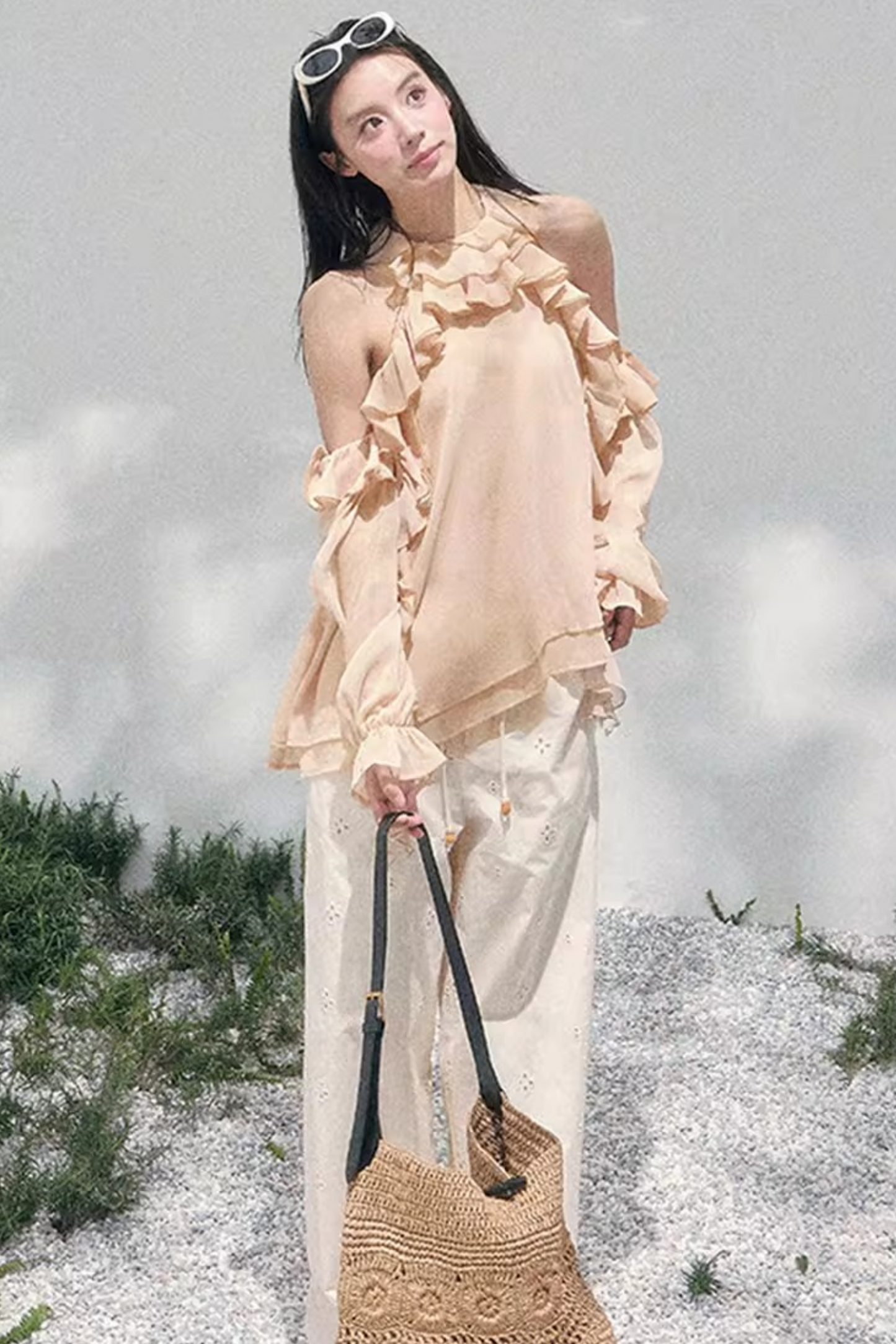 Ruffled Edge Off-Shoulder Top