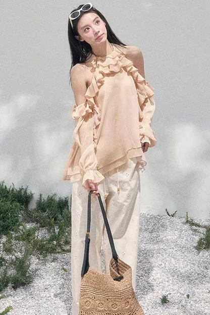 Ruffled Edge Off-Shoulder Top